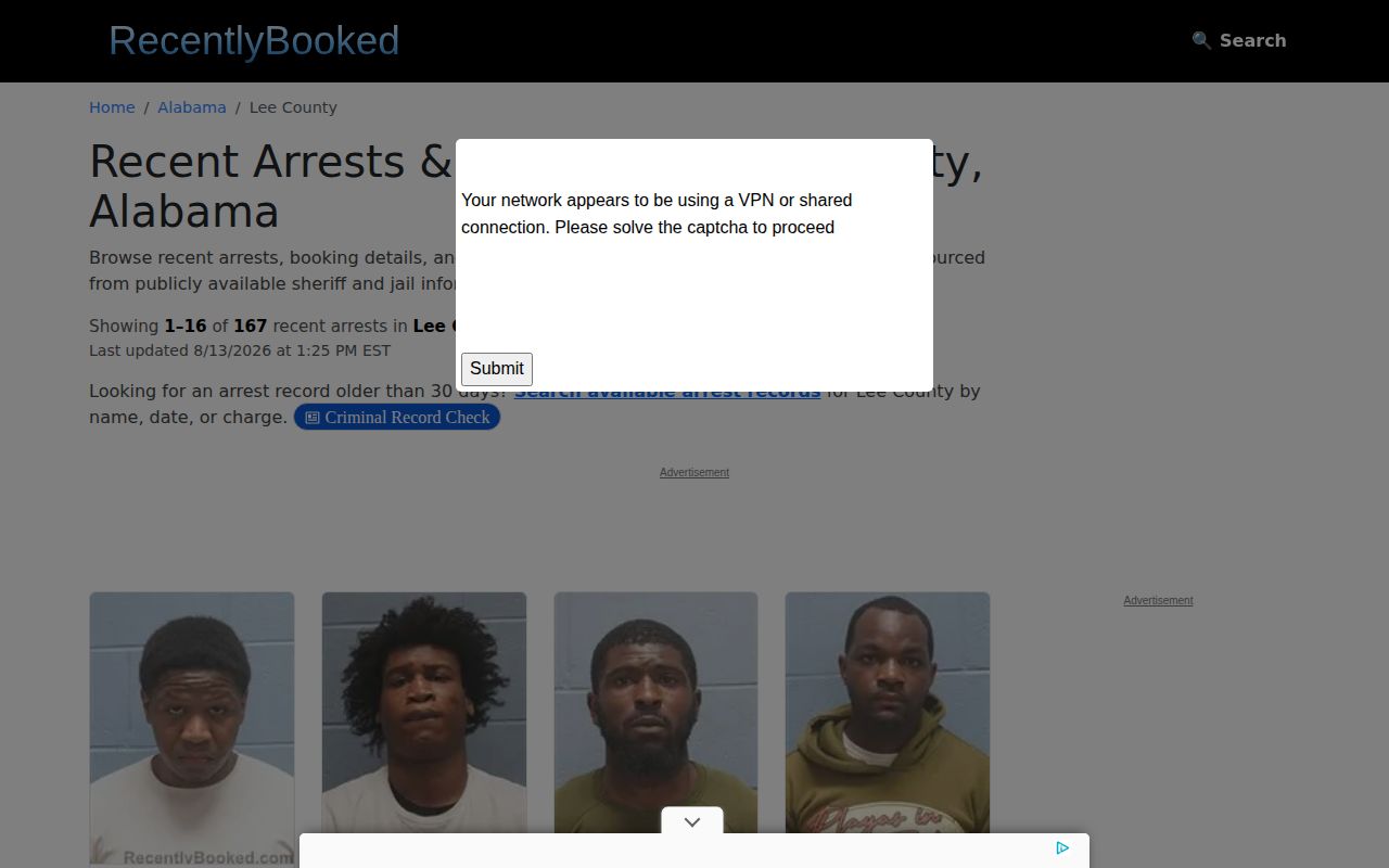 Lee County unofficial recent booking filters for arrest news