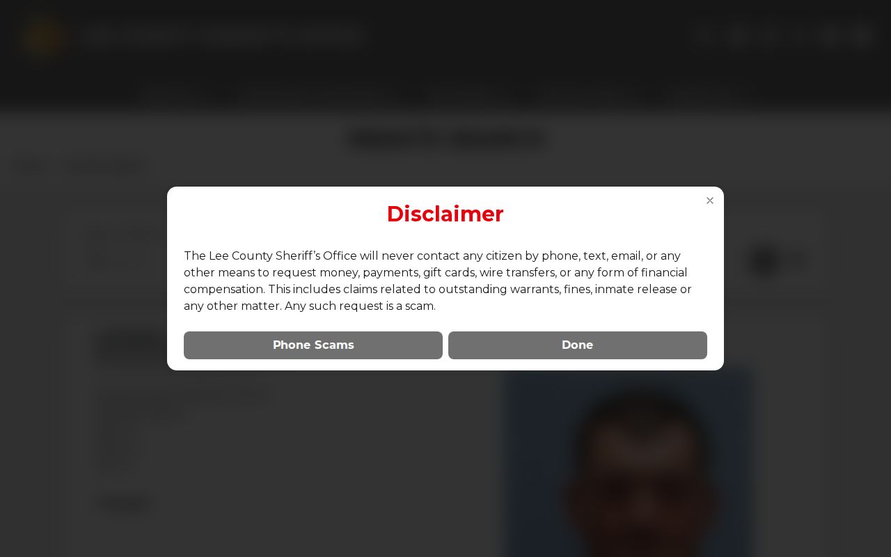 Lee County current inmate roster search for busted mugshot records